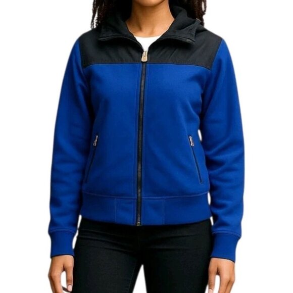 Lauren Ralph Lauren Active Jacket Size S Blue Black Front Zip Zipper Pockets - Picture 1 of 14